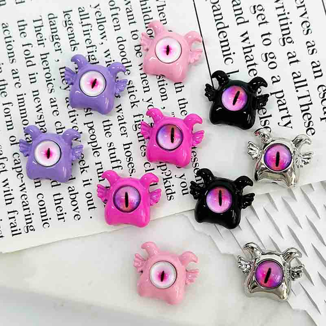 Fiasrel 10pcs Alloy Painted Metal Fashion Beadss Small Cyclops Charms Beads for DIY Jewelry Making