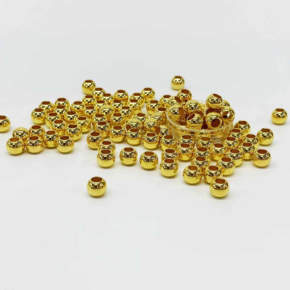 Fiasrel 3mm-10mm Golden Plated Loose Spacer Beads Vacuum Plating Plastic Beads for Jewelry Making