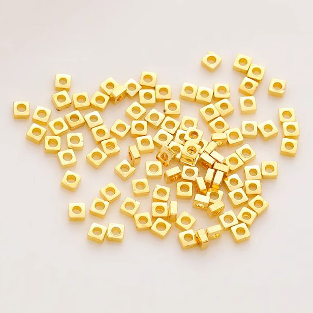 Fiasrel 50pcs Gold-filled Loose Beads Accessories DIY Handmade Triangle Bracelet Beaded Spacer for Jewelry Making