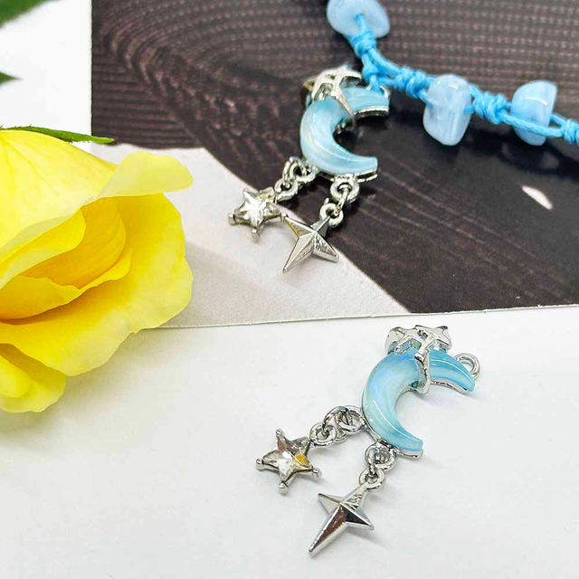 Fiasrel 5pcs Alloy Resin Inlay Color Six-Pointed Star Moon Pendant for DIY Earrings Bracelet Necklace Jewelry Accessories