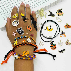 Fiasrel 10/20/30/40/100pcs Random Mix Halloween Charm Pendant Set - Ghost Wizard Pumpkin Bat Spider Pendants for DIY Jewelry Necklace Bracelet Making Jewelry DIY Supplies
