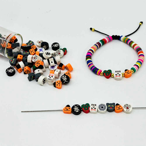 Fiasrel 50/100pcs Halloween Series Creative Funny Polymer Clay Beads For Jewelry Making DIY Fashion Bracelet Necklace Bag Phone Key Chain Handmade Craft Supplies