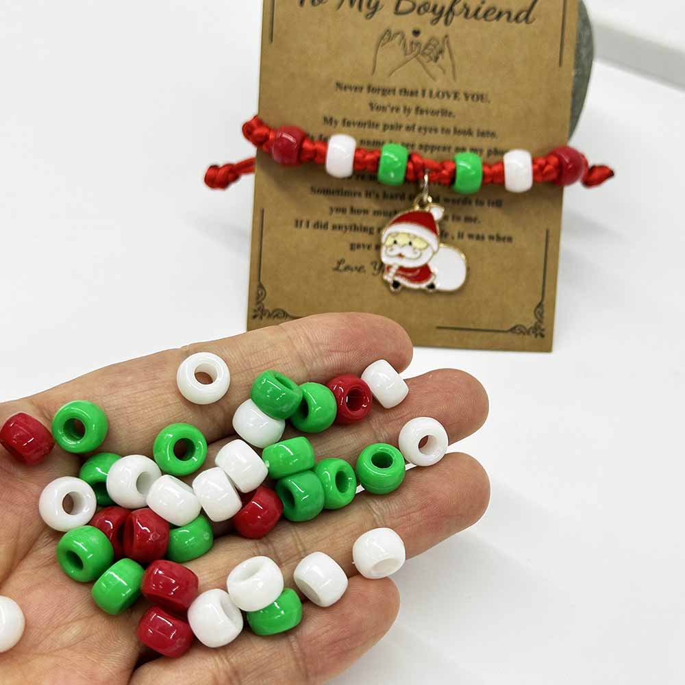 Fiasrel Christmas-Themed Red White Green Acrylic Beads for DIY Jewelry Making Handmade Necklaces Bracelets Craft Supplies