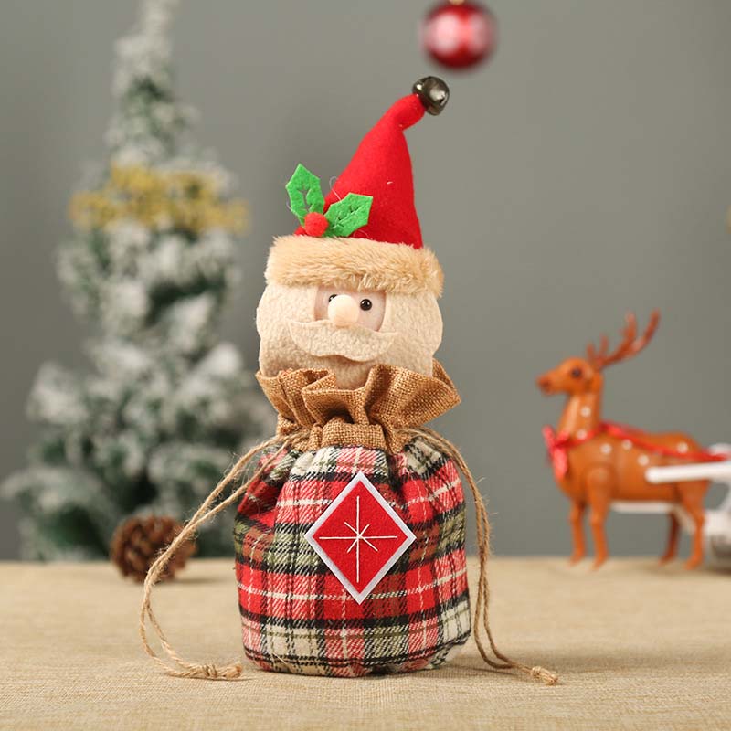 Fiasrel 1pcs/6pcs Christmas Kids Candy Bag Knitted Plush Snowman Elk Deer Santa Claus Toy Doll Christmas Stuffed Animal Plush Toy Gift