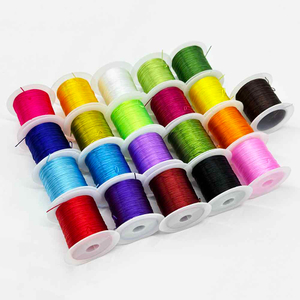 Fiasrel 1pcs 0.8mm 10Yards Elastic Bead Cord Flat Elastic Crystal String for Stretch Bracelet Making Beading Bracelet Necklace Jewelry Making Craft Supplies