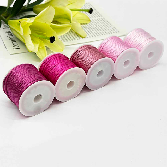 Fiasrel 2mm 5rolls Non-Elastic Colorful Beading Cord Nylon Handwoven Rope Chinese Knotting Silk Macrame Cord for DIY Handmade Bracelet Necklace Jewelry Making Craft 