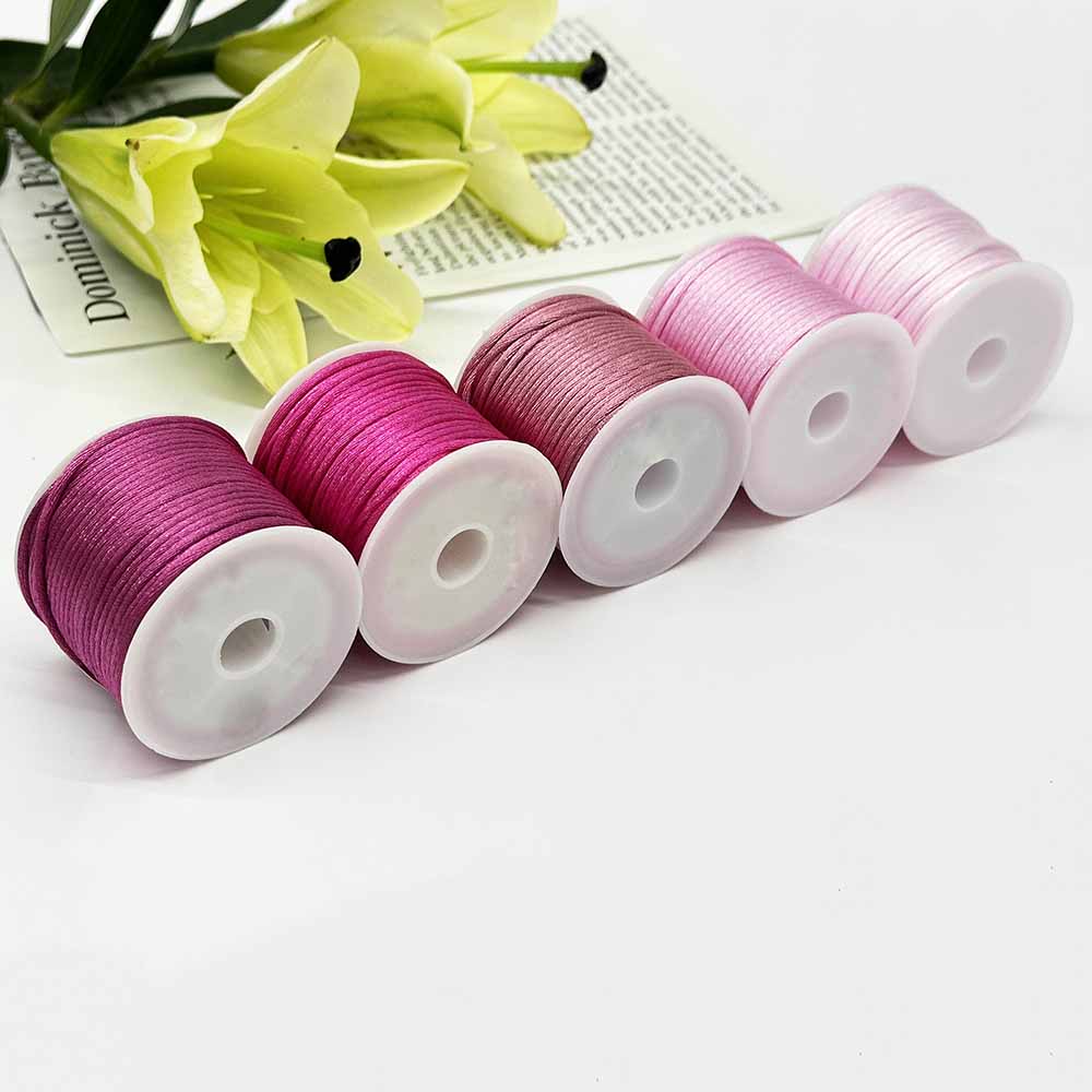 Fiasrel 2mm 5rolls Non-Elastic Colorful Beading Cord Nylon Handwoven Rope Chinese Knotting Silk Macrame Cord for DIY Handmade Bracelet Necklace Jewelry Making Craft 