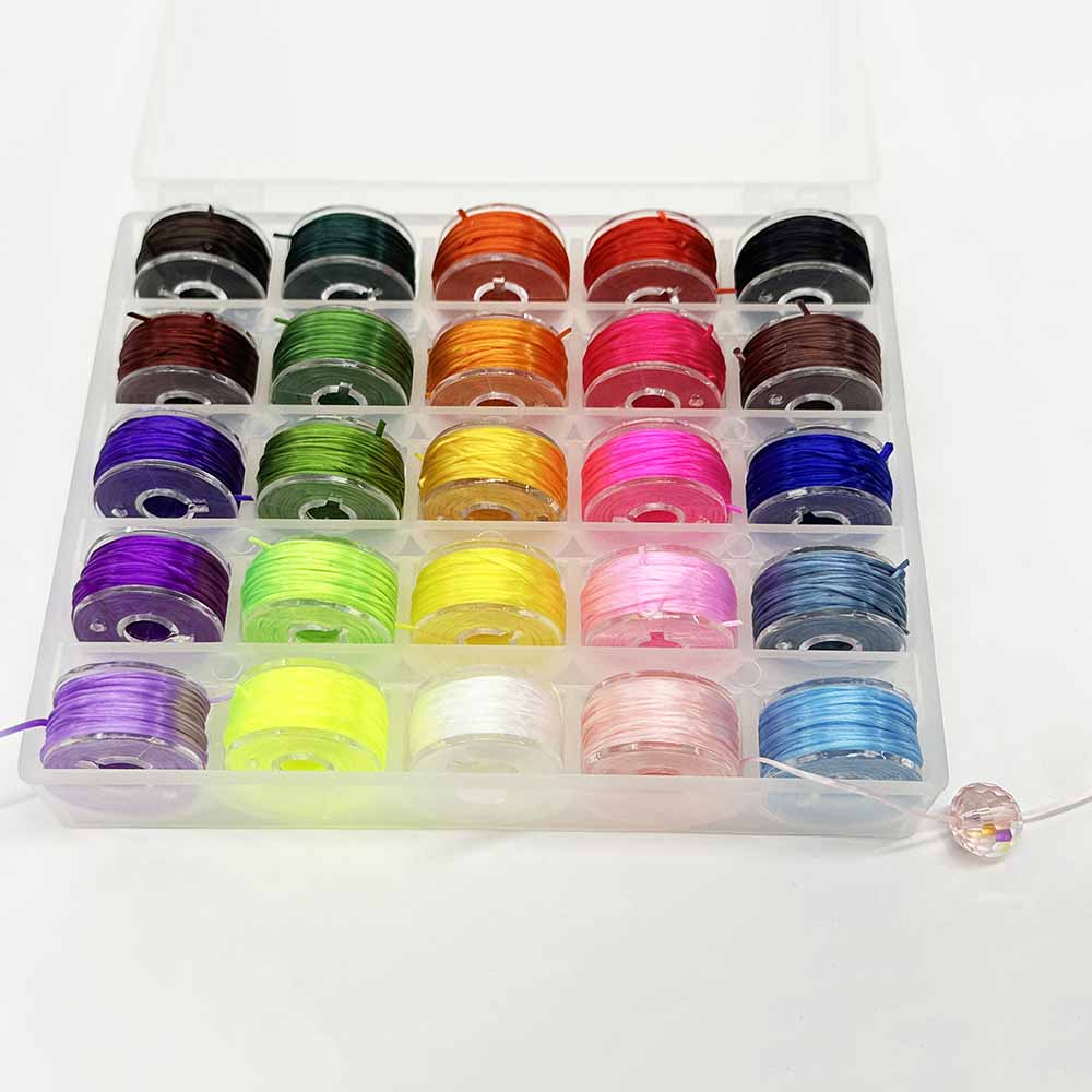 Fiasrel 25 Mixed Colors/Set Flat Elastic Thread String Elastic Crystal Beading Cord for DIY Jewelry Making Necklace Bracelet