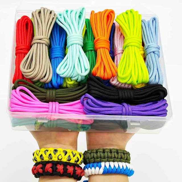 Fiasrel 1 Set 32Colors 7 Strands Core Parachute Cord Outdoor Survival Camo Paracord Outdoor Camping Paracord Rope for Making Jewelry Bracelet Outdoor Activities Crafts Lanyard Dog Collar Supplies