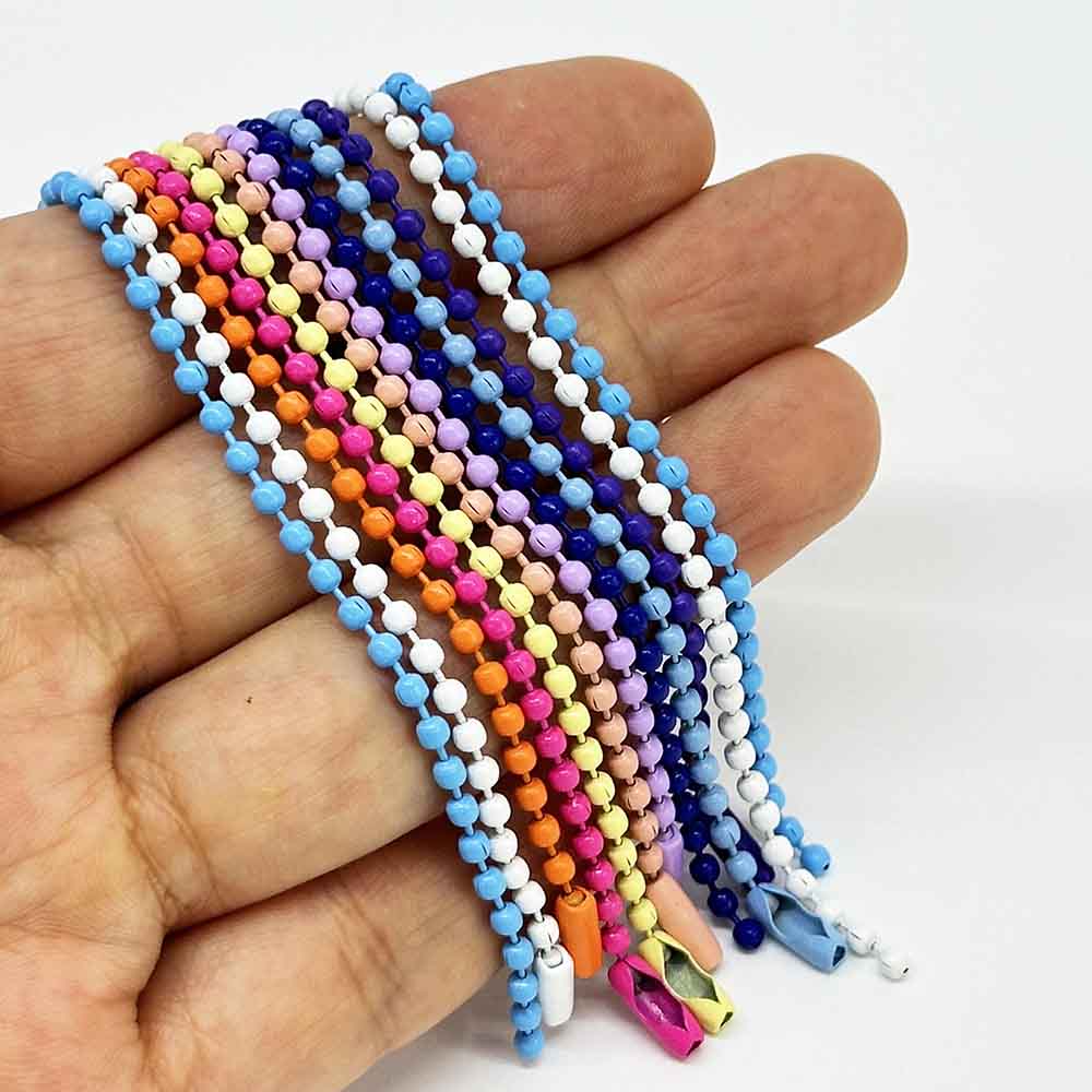 Fiasrel 10/50/100pcs Iron Ball Chain Colorful Bead Chains Connector Clasp Metal Hanging Chains for Jewelry Making Supplies Necklace Earring Bracelet Findings DIY Craft Accessories