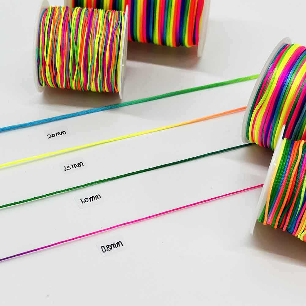 Fiasrel 0.8/1.0/1.5/2.0mm Rainbow Nylon Cord Thread Bracelet Braided String Chinese Knot Macrame Cord for Beading, Bracelets & Necklaces Jewelry Crafting