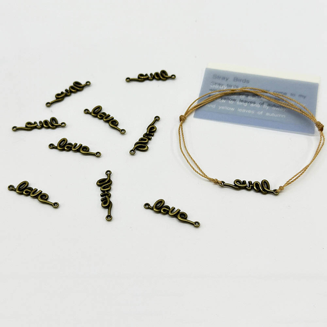 Fiasrel 20/50pcs Antique KC Golded Tone Alloy alloy LOVE linker Charm Connector for Valentines Day Jewellery Necklace Bracelet Supplies