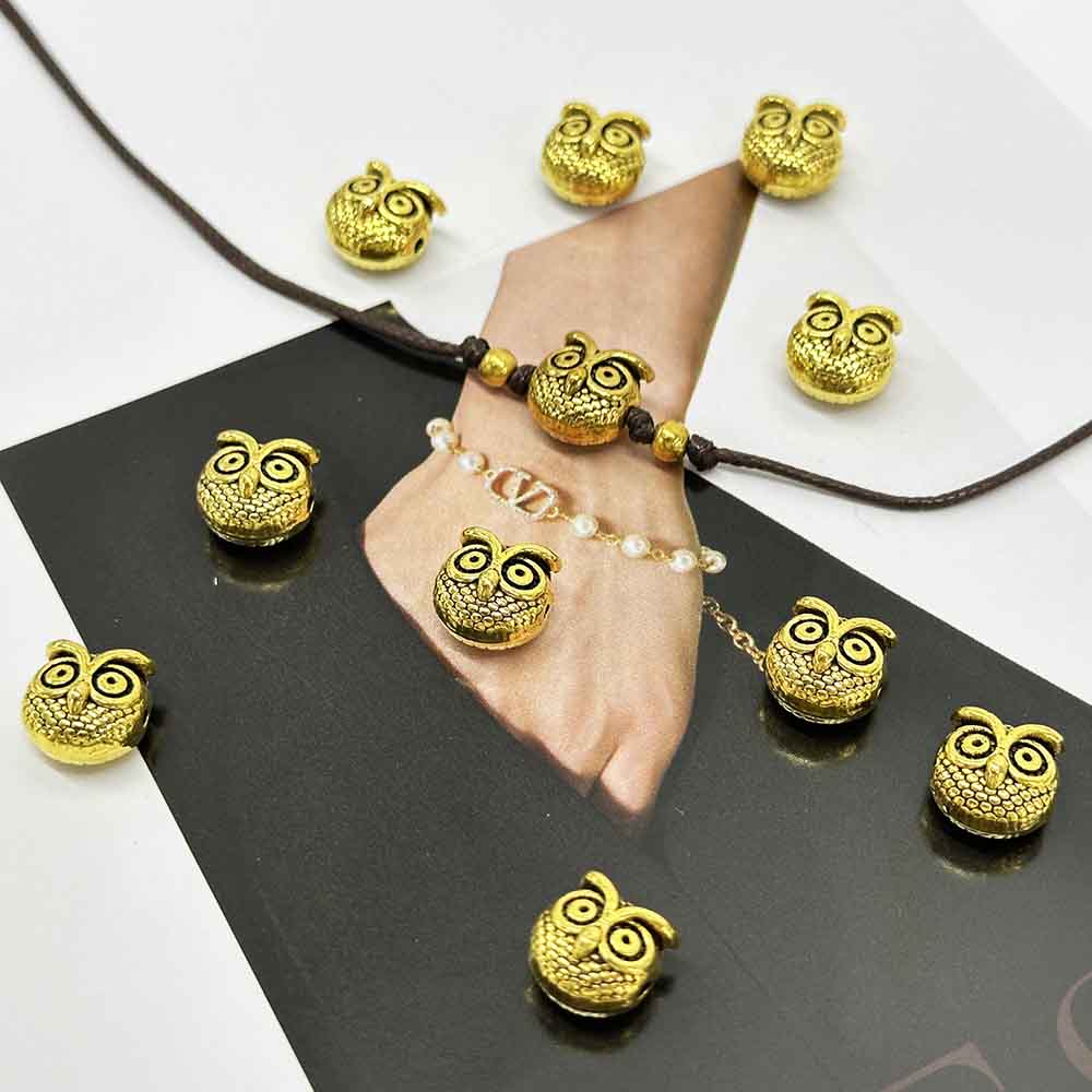 Fiasrel 10/20/50pcs Vintage Owl Charms Owl Spacer Beads for Jewelry Making Necklaces Bracelets DIY Craft Ornament