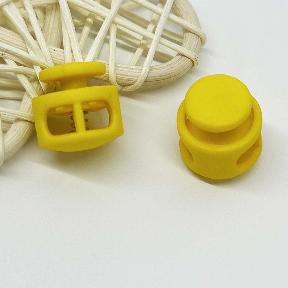 Fiasrel 16mm 10/30/100pcs Round Multicolor Double Hole Spring Toggle Stopper for Shoelaces Bags Drawstrings Paracord