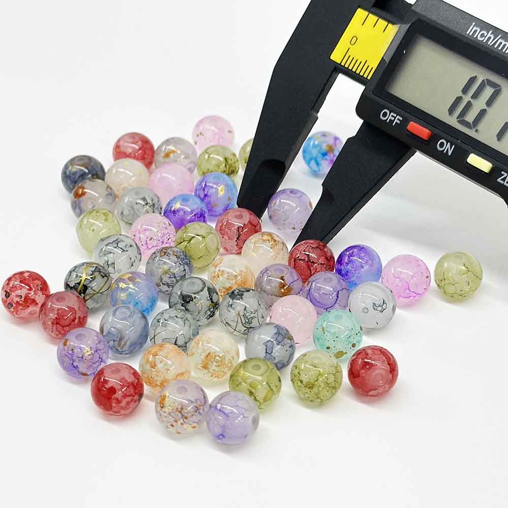 Fiasrel 50/300pcs 8/10mm White Jade Inked And Splashed Beads Mixed Color Gradient Glass Beads for Jewelry Making Handmade DIY Bracelet Necklace Phone Chain Crafts Small Business Supplies