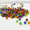 Fiasrel 50/100/200pcs 8mm Bicolor Golden Stripe Round Colorful Acrylic Beads for Jewelry Making DIY Couple Bracelets Necklace Unique Phone Chain Handmade Craft Supplies