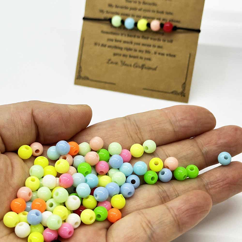 Fiasrel 6-14MM 100pcs Round Spacer Candy Colors Beads Halloween & Christmas Acrylic Jewelry Ball Beads for Making Bracelet Necklace Earring DIY Craft Keychain
