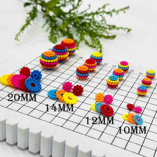 Fiasrel 20/50pcs 10-20mm Straight Hole Rainbow Detachable Acrylic Bayberry Ball Beads for Jewelry Making DIY Fashion Special Cute Bracelet Necklace Earrings