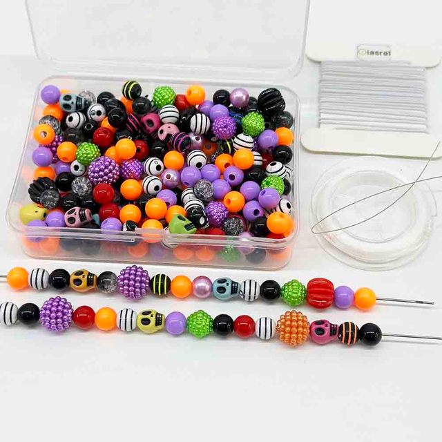 Fiasrel Halloween Soft Clay Beaded DIY Material Pack Clay Beads Kit for Bracelet Jewelry Making