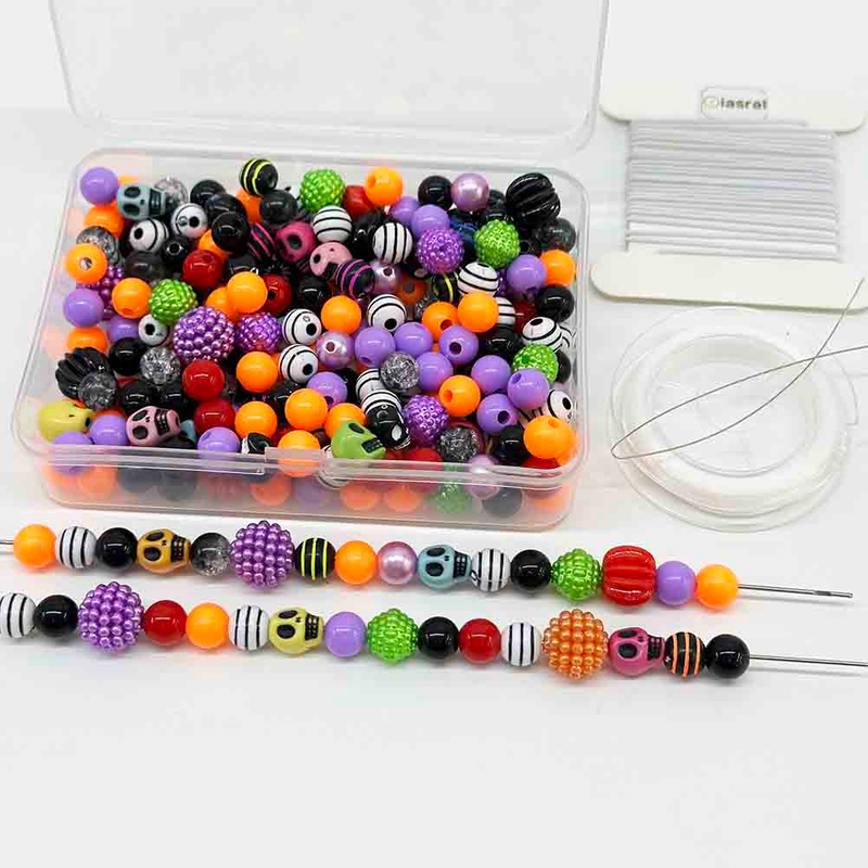 Fiasrel Halloween Soft Clay Beaded DIY Material Pack Clay Beads Kit for Bracelet Jewelry Making