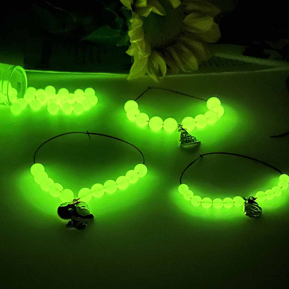 Fiasrel 100pcs 4-16mm Acrylic Glow In The Dark Beads Luminous Loose Beads for DIY Jewelry Making Supplies Bracelet Necklace Accessories