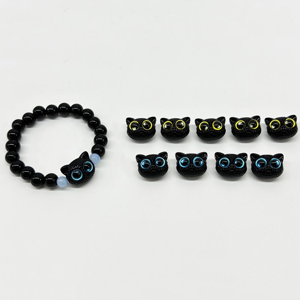 Fiasrel 10pcs Cute Kitten Beads Resin Cute Cat Pattern Beads for DIY Jewelry Making DIY Bracelet Necklace Accessories