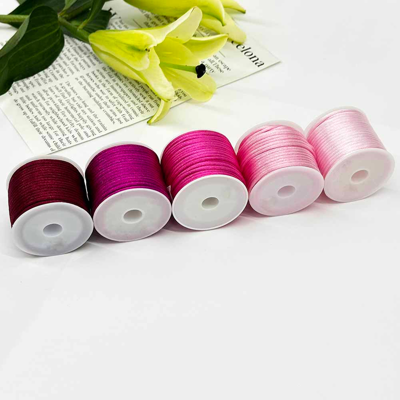 Fiasrel 5pcs 2.5mm Multicolor Cord No.5 Jade Thread Chinese Knotting Silk Macrame Cord Rope for Bracelets, Jewelry Making & Sewing Supplies