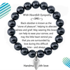 Fiasrel Mother's Day Mom Gift Angel Pendant Bracelet Amethyst Bracelet Obsidian Agate Stone Beads Cards Bracelet 