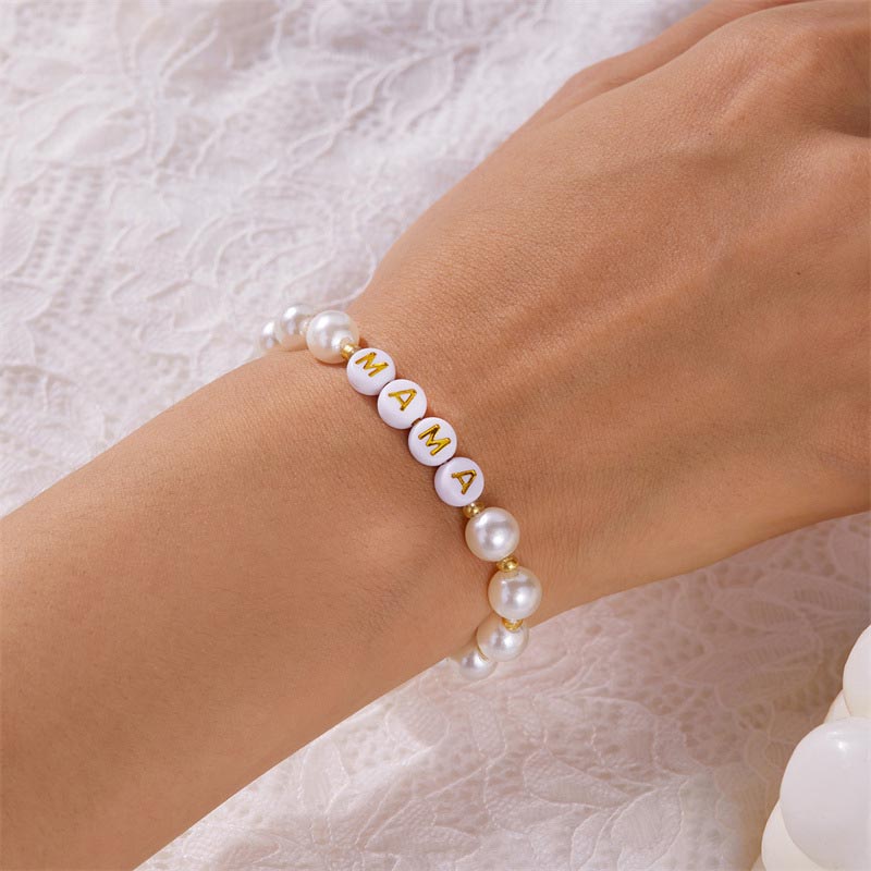 Fiasrel Mama Bracelet Handmade Jewelry Matte Beaded Bracelet Personalized Bracelet