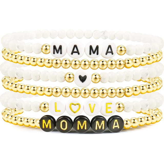 Fiasrel New Personalized Name Bead Bracelet Mama Bracelet Gift for Her