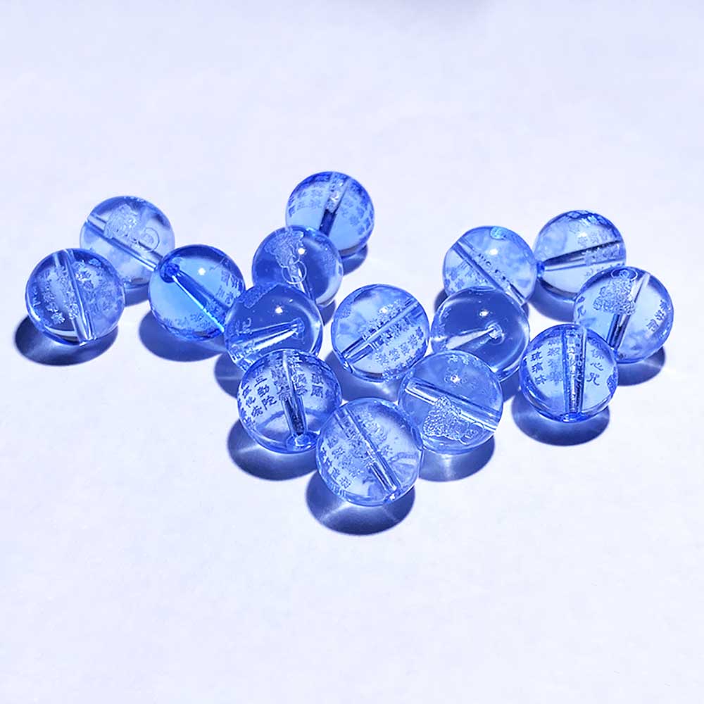 Fiasrel Blue Crystal Buddha Beads | Lapis Lazuli Medicine Buddha Mantra Loose Beads | Scripture Bead Bracelet | DIY Jewelry Accent Beads