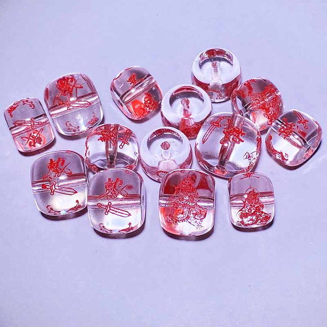 Fiasrel Authentic Taoist Protection Beads - White Quartz Evil-Repelling Disc Beads with Sacred Cinnabar Inscriptions | Celestial Master Approved Ritual Jewelry Supplies