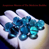 Fiasrel Medicine Buddha Empowerment Mantra Blue Crystal Beads | Deep Ocean Blue Scripture Beads | DIY Loose Mala Components for Healing Prayer Jewelry
