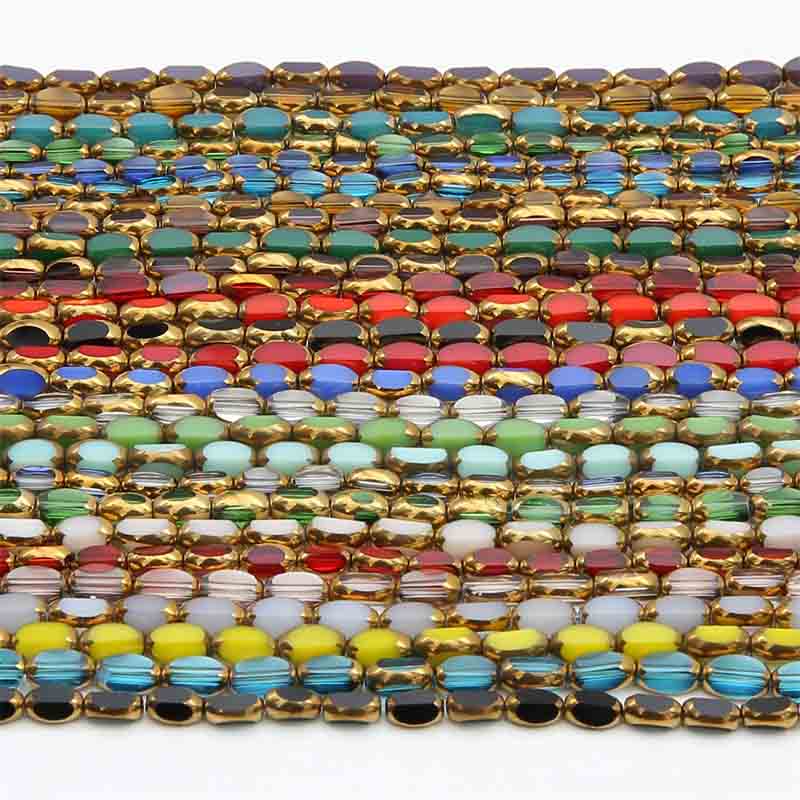 Fiasrel 1bundle 3*5mm Glass Faceted Crystal Gold-edged Rice Beads DIY Handmade Necklace Bracelet Stringing Jewelry Accessories