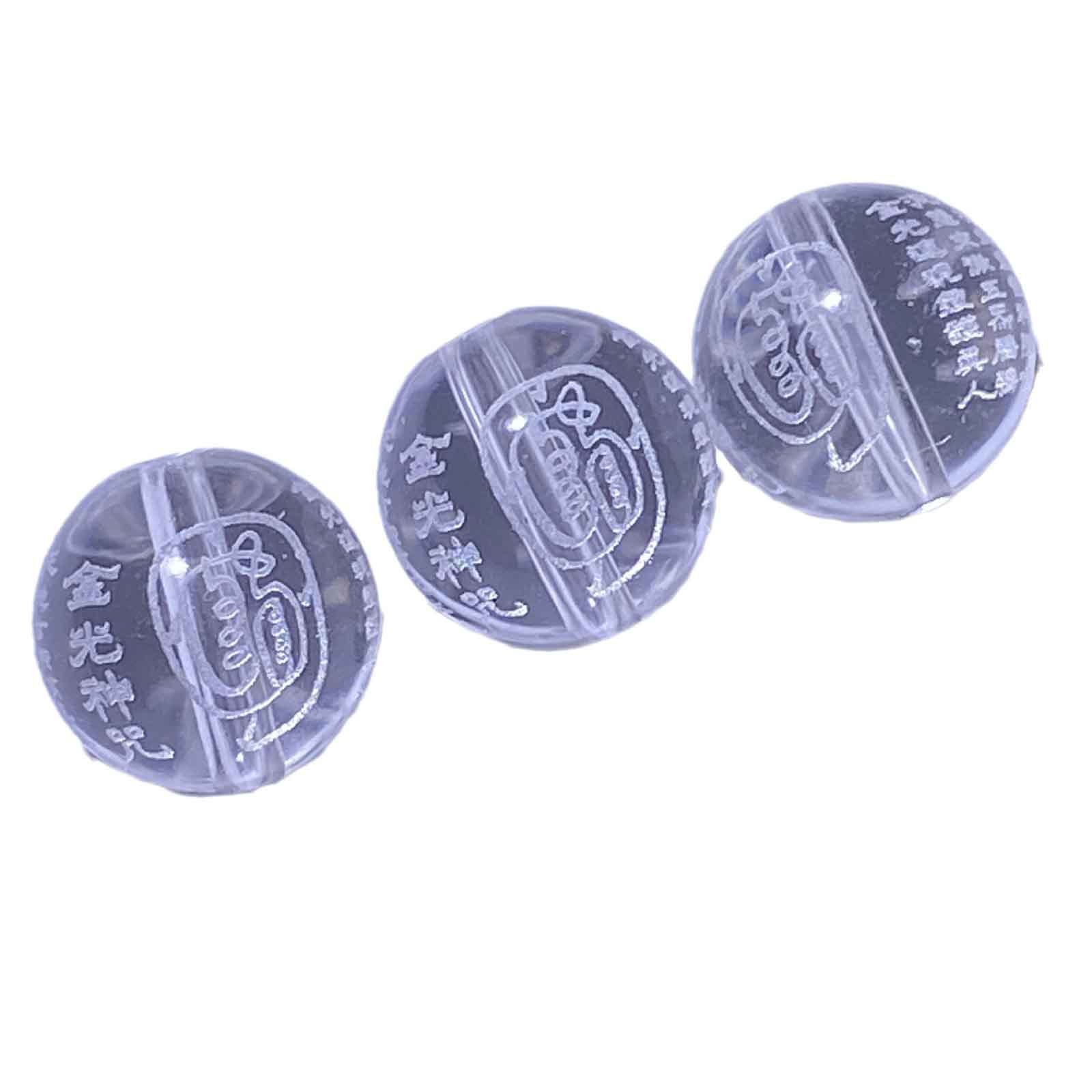 Fiasrel White Crystal Taoist Prayer Beads - 8 Sacred Mantras Engraved - DIY Bracelet Making Kit with Golden Light Charm Beads