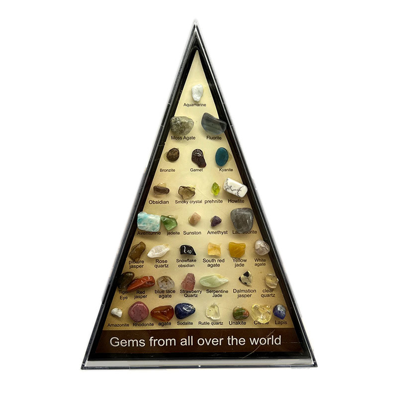 Fiasrel 36-Piece Natural Crystal & Agate Gemstone Collection - Triangular Mineral Specimen Set Polished Geological Teaching Materials for Rock Identification