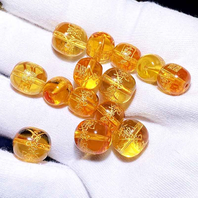 Fiasrel Snake Year Perpetual Beads - Citrine Spacer Beads & Cord Accessories for 2025 Zodiac Bracelet Making