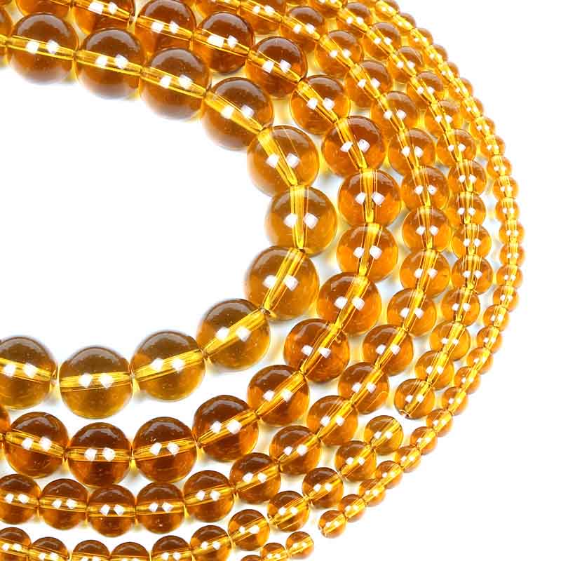 Fiasrel 1bundle Crystal Glass Beads High Quality Transparent Loose Round Amber Beads for Jewelry Making