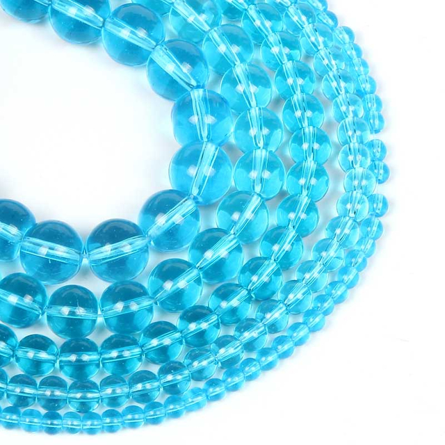 Fiasrel 1bundle High Quality Round Glass Beads Smooth Transparent Crystal Loose Bead Jewelry Necklace DIY Production