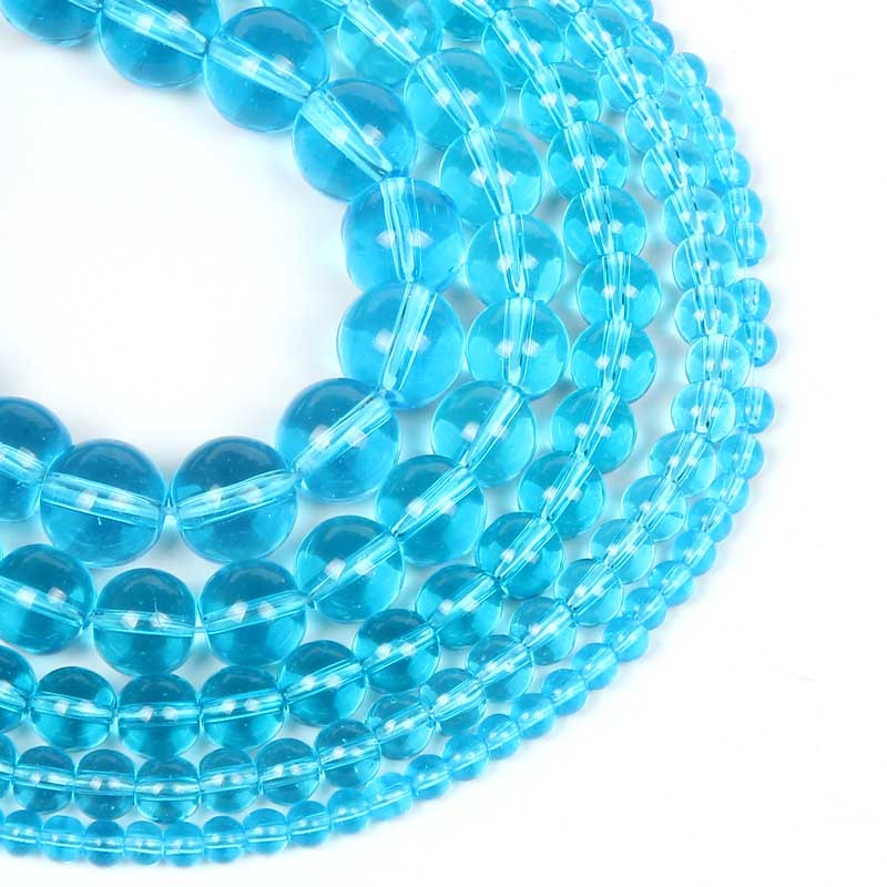 Fiasrel 1bundle High Quality Round Glass Beads Smooth Transparent Crystal Loose Bead Jewelry Necklace DIY Production