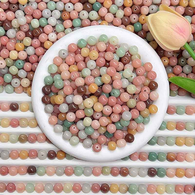 Fiasrel Round Stone Beads Natural Alxa Stone Beads for Jewelry Making DIY Bracelet Necklace