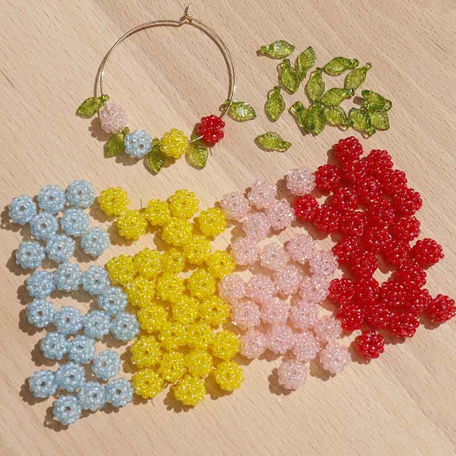 Fiasrel Small Fresh Flower Rice Bead Braided Pendant Diy Handmade Beaded Earrings Necklace Jewelry Accessories