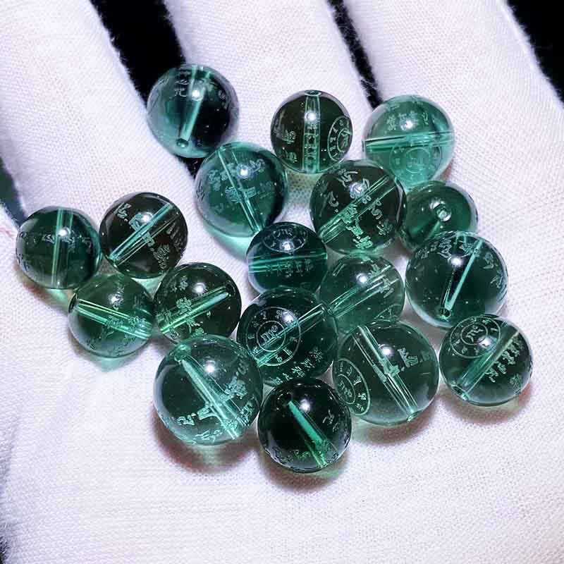 Fiasrel Green Jambhala Prayer Beads | Emerald Wealth Deity Mala Components | Green Quartz Blessing Bracelet Spacers