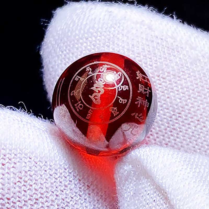 Fiasrel Red Jambhala Mantra Beads | Synthetic Ruby Prayer Beads | Wealth Blessing Loose Beads with Sacred Dharani Engravings