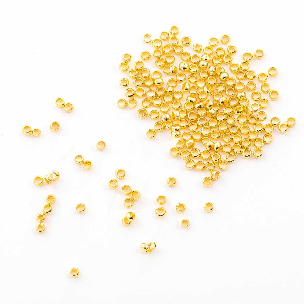 Fiasrel 100pcs Gold Plated Round Spacer Positioning Beads for Diy Jewelry Making