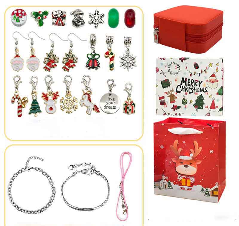 Fiasrel DIY Kids Educational Toys Light Luxury Christmas Bracelet Making Kit for Children Bracelets Set Christmas Gift