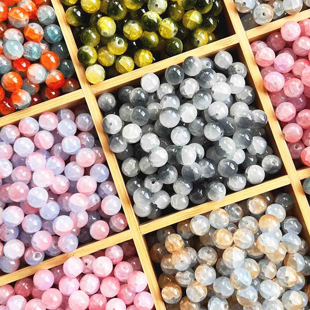 Fiasrel 1bundle 10mm Cracked Glass Beads DIY Jewelry Making Supplies for Bohemian Bracelets Necklaces & Vintage Hair Accessories