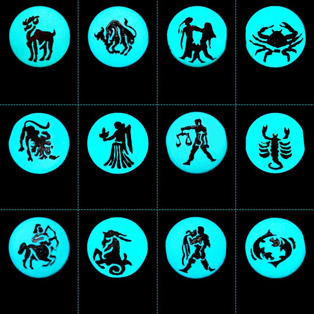fiasrel 1bundle Glow in the Dark Beads - Luminous Zodiac Gemstone Spacer Beads 