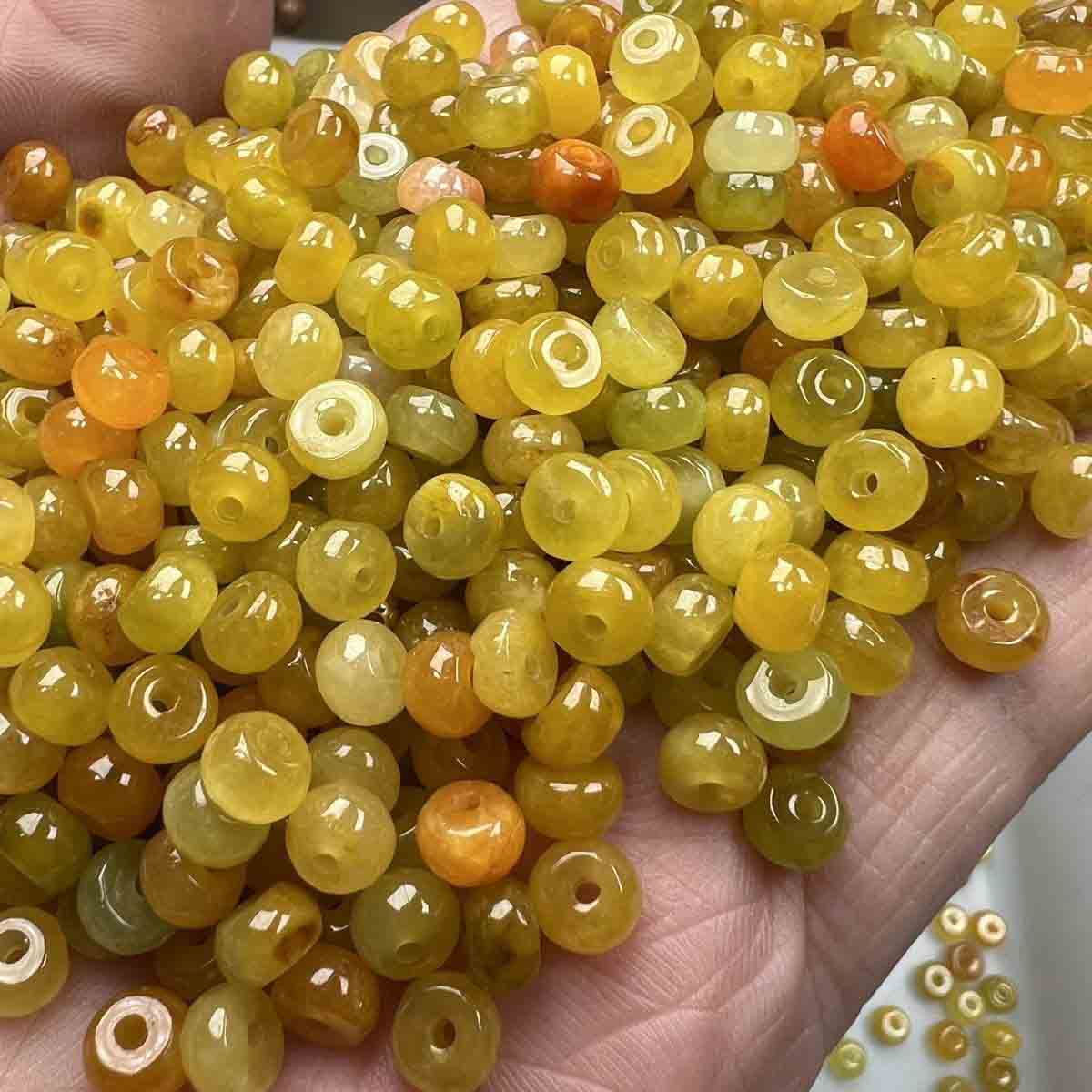 fiasrel 1bundle Natural Icy Yellow Jadeite Abacus Beads – Tri-Color Lucky Beads for DIY Jewelry 