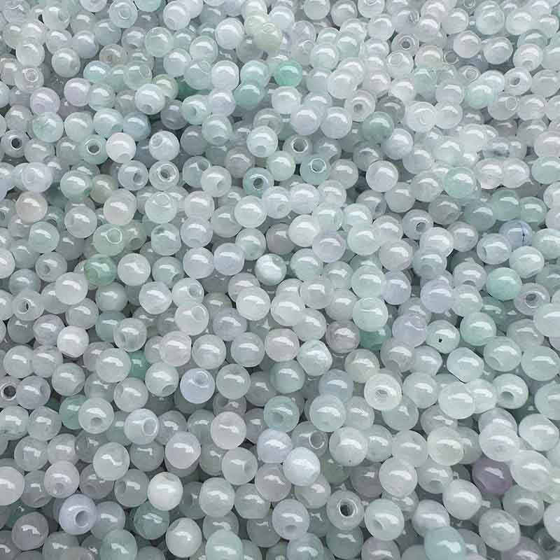 fiasrel 1bundle 6mm Icy Jadeite Loose Beads Large Hole Round Beads for DIY Bracelet Ends & Necklace Making